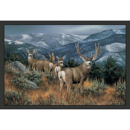 Custom Printed Rugs CPR066 Lastglance Mule Deer Size 18 X 26 In. Doormat Rug - Blue; Brown; Brown & Tan